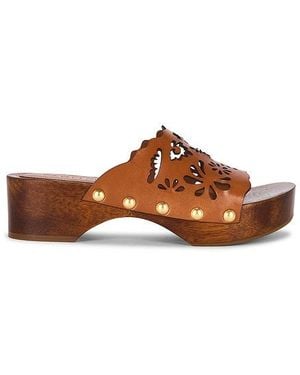 FARM Rio Lace Leather Clog - Brown
