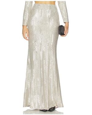 L'Agence Sequin Zeta Long Skirt - White