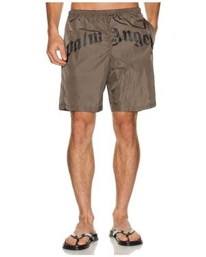 Palm Angels Curved Logo Swimshort - Natur
