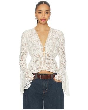 Free People Whispering Love Lace Top - White