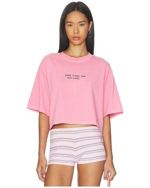 Closed Cropped Boxy Tee Shirt - Pink