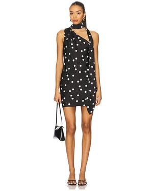 Line & Dot Gloss Scarf Mini Dress - ブラック