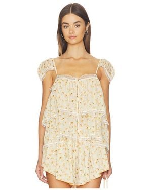 SWF Lace Trim Babydoll Top - Natural