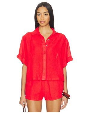 PQ Swim Leinenbluse Mit Knöpfen Linen Button Up Top - Rot