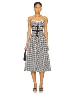 For Love & Lemons Georgia Gingham Midi Dress - Black