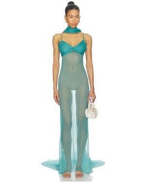 LAQUAN SMITH Gown With Neck Tie Detail - Blue
