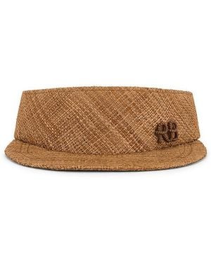 Ruslan Baginskiy Monogram-Embellished Straw Visor - Natural