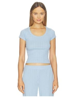 VIR VITA Pointelle Scoop Tee - Blue