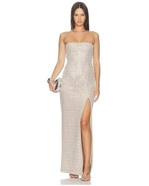 Bronx and Banco Allegra Pearl Veronica Maxi Dress With Slit - White