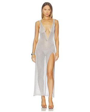 Jaded London Lurex Knit Laddered Maxi Dress - White