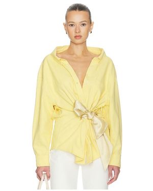 Area Camisa Satin Knot Oxford En Color Amarillo Talla (También En S)
