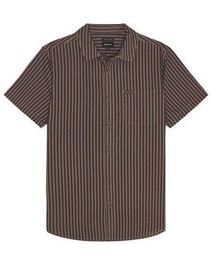 Brixton Charter Print Short Sleeve Shirt - Brown
