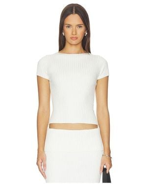 L'academie 'Academie Jordin Short Sleeve Rib Top - White