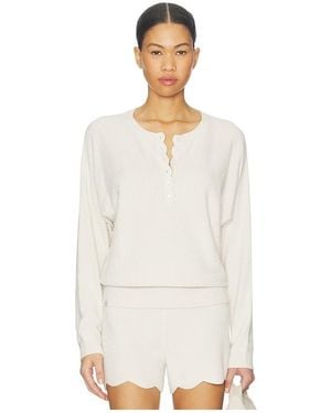 Barefoot Dreams Oberteil Mit Kurzer Knopfleiste Ccul Scallop Dolman - Weiß