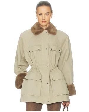 Helsa The Balmoral Jacket With Faux Fur Trim - Natural