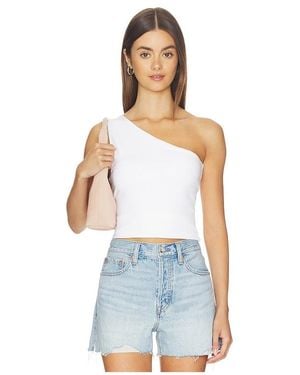 GOOD AMERICAN Super Stretch One Shoulder Tank Top - White