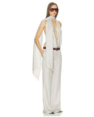 Helsa Scarf Halter Jumpsuit - White