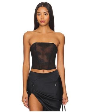 Fleur du Mal Bouquet Lace Corset Top - Black