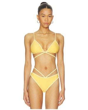 Jonathan Simkhai Harlen Tie Front Bikini Top - Orange