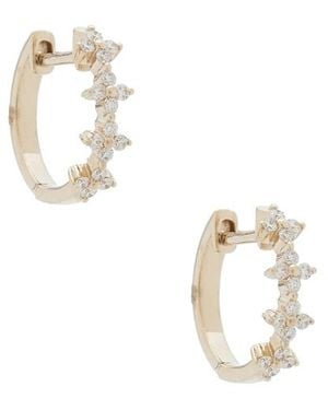 EF Collection Diamond Fleur Huggie Earring - Black