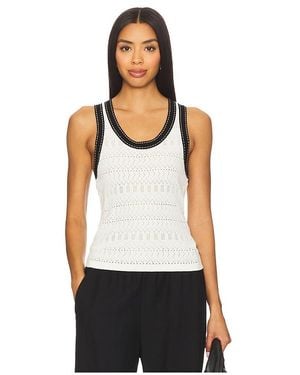 Autumn Cashmere Pointelle Racer Back Tank Top With Saddle Stitching - White