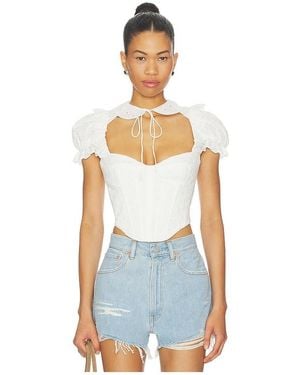 Bardot Allington Broderie Corset Top - White