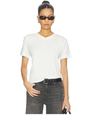 EB DENIM Henry V Neck Tee - White