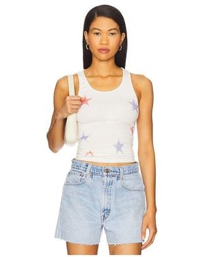 Lauren Moshi Esmerelda Mini Stripe Stars Basic Fitted Tank - Blue