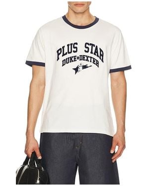 Duke & Dexter Plus Star Flock Printed Ringer Tee - White