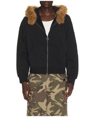 JUNGLES JUNGLES Fur Trim Hoodie - Blue