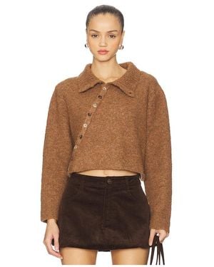 ZEMETA Button Way Knit Cardigan - Brown