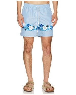 Bather Lawn Printed Swim Trunks - Blue