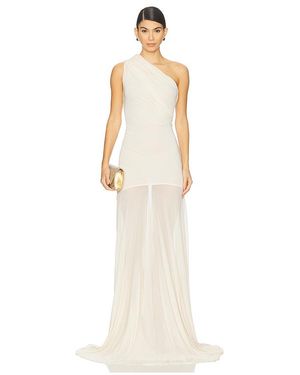 Atlein Vestido Drapeado Asimétrico Sin Mangas En Talla (También En 36, 38, 40) - Blanco