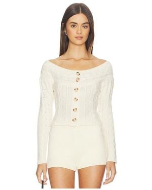 GUIZIO Cosette Off The Shoulder Sweater - White