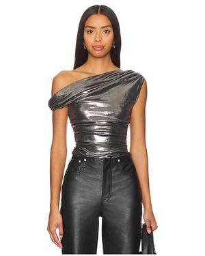Misha Paison Metallic Jersey Top - Black
