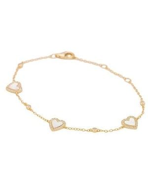 By Adina Eden Brazalete Eden Pave Heart En Color Oro Metálico Talla En - Blanco
