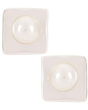 retroféte Pendientes De Perla Nikki En Color Plateado Metálico Talla - Blanco