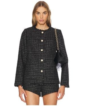 Line & Dot Tweed Knox Cropped Jacket - Black