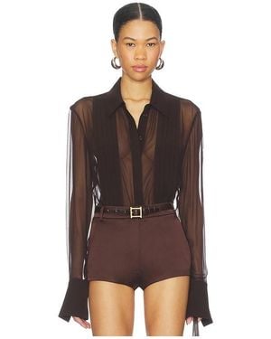 Sans Faff X Revolve X Revolve Meghan Panelled Silk Blouse - Brown
