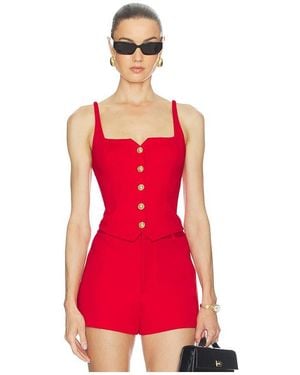 Alice + Olivia Kelcey Button Front Top - Red