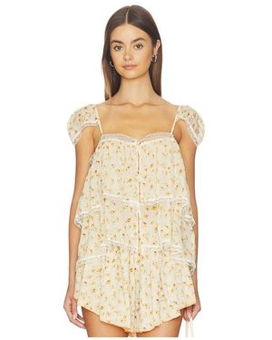 SWF Lace Trim Babydoll Top - Natural