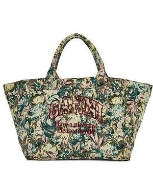 Ganni Reversible Shopper Xxl Print Tote Bag - Green