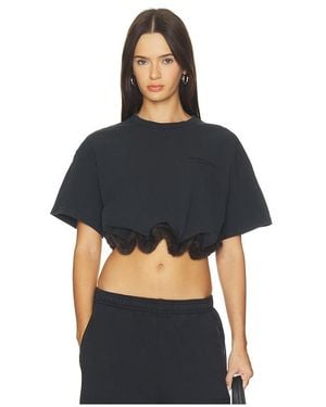 Alexander Wang T-Shirt With Faux Fur Trim - Black