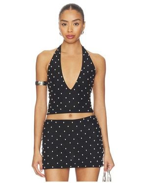 Leslie Amon Cabochon Halter Top - Blue