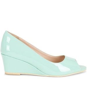 Nii HAI Open Toe Vinyl Mule Wedge - Blue