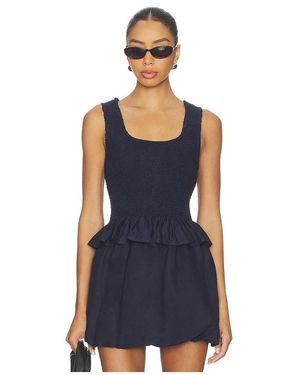 Onia Air Linen Smocked Tank Top - Blue