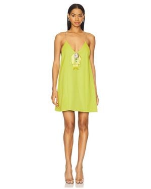 Area Crystal Embellished Bow Mini Dress - Yellow