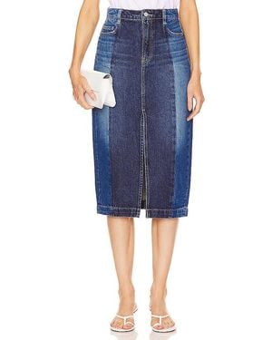 GRLFRND Robin Seamed Tonal Midi Skirt - Blue