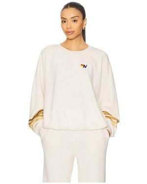 Aviator Nation Sudadero Cuello Redondo Rugby Stitch 2 En Color Crema Talla En - Blanco