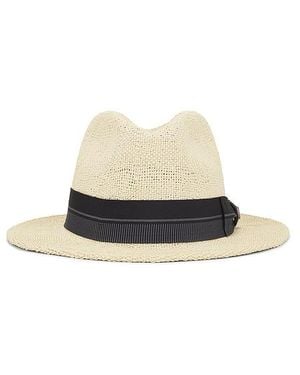 Brixton Roma Straw Fedora Hat En Color Bronce Talla En - Blanco